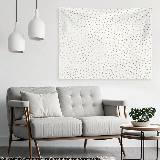Dotted Gold And White Tapestry