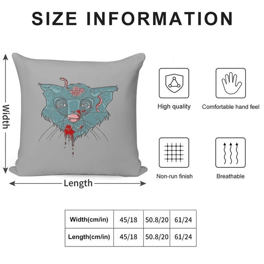 Zombie Frankenkitty Soft Skin-Friendly Throw Pillow