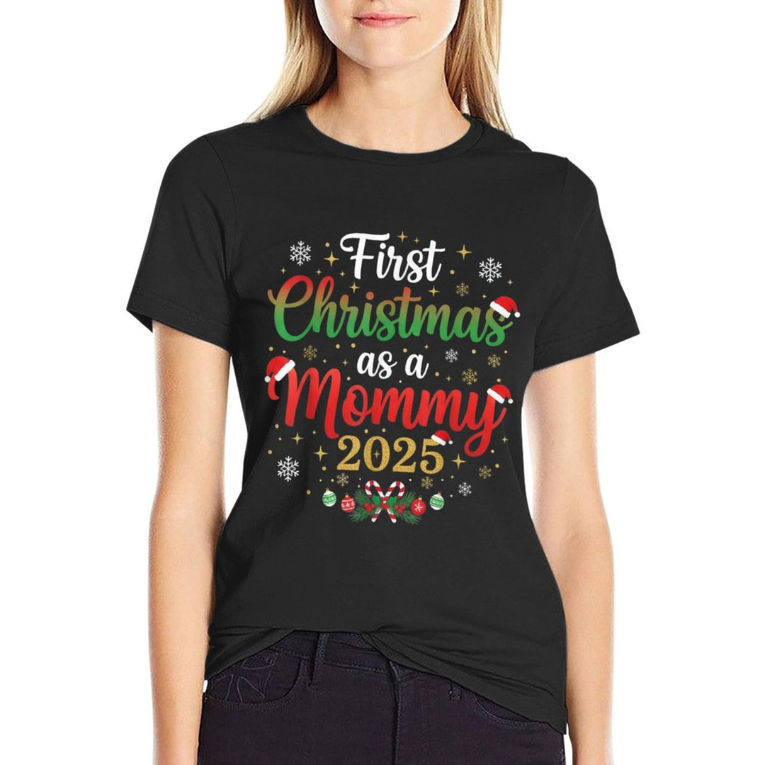 First Christmas As A Mommy 2025  Heathered Texture T-Shirt