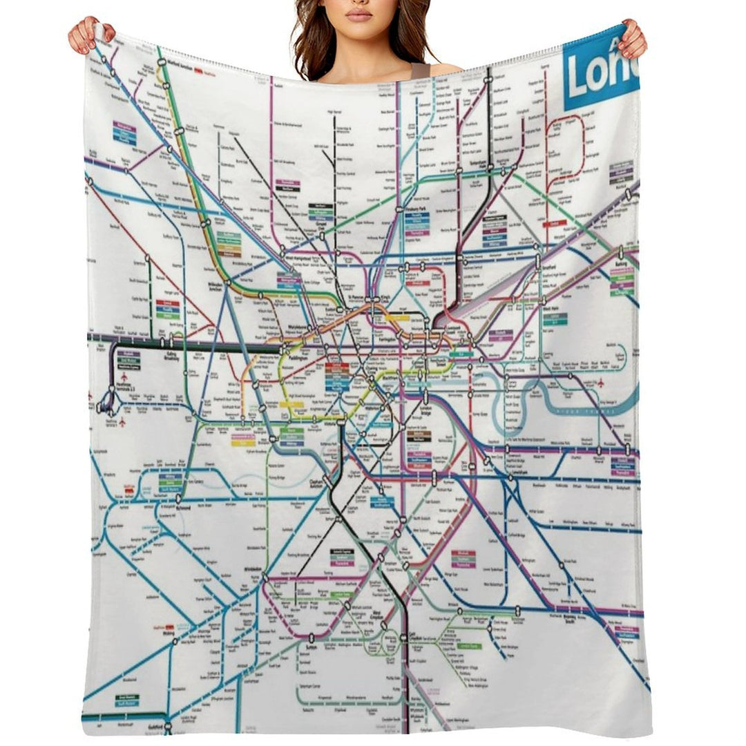 London AllRail Map Lightweight Throw Blanket