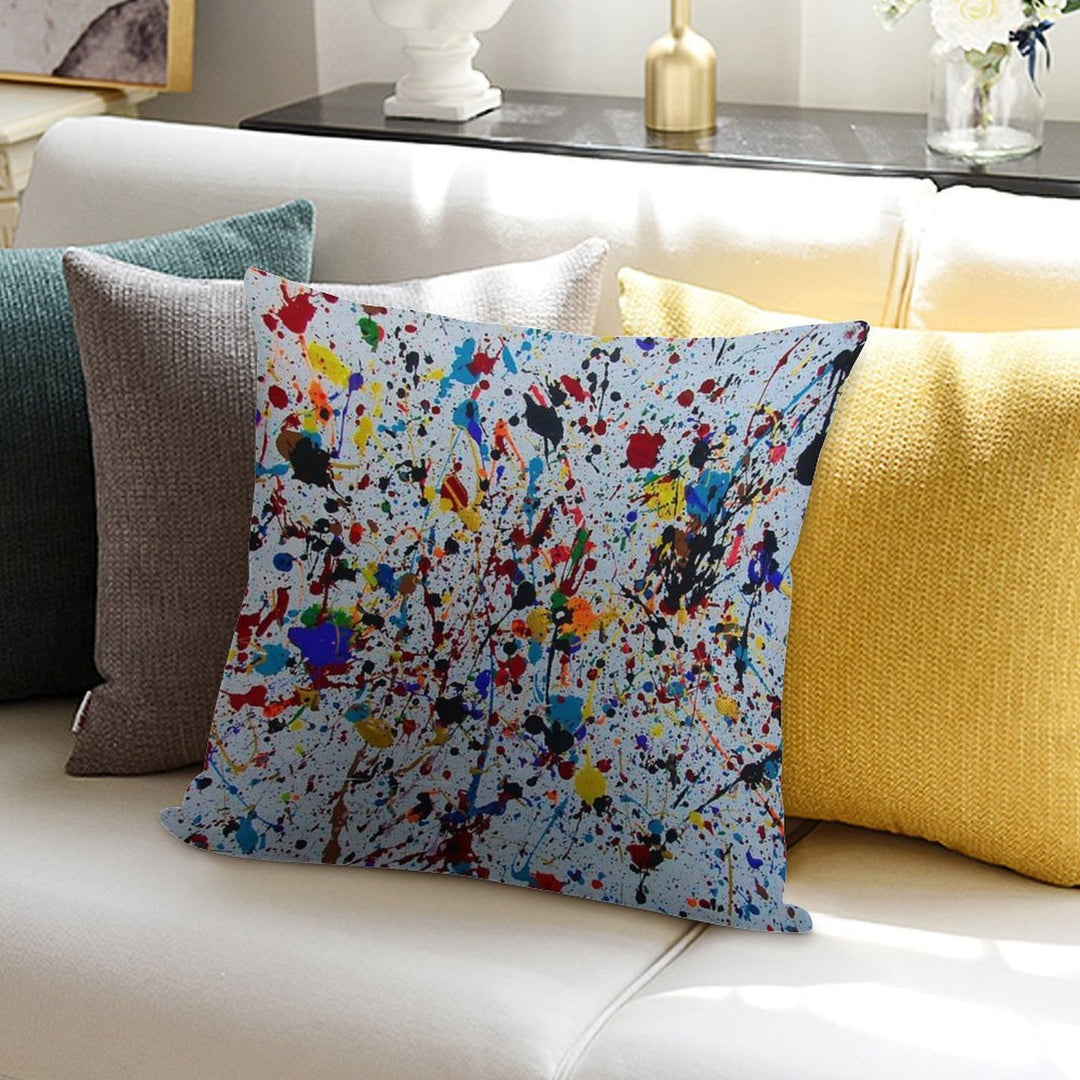 Splatter Paint Soft Hidden Zipper Throw Pillow