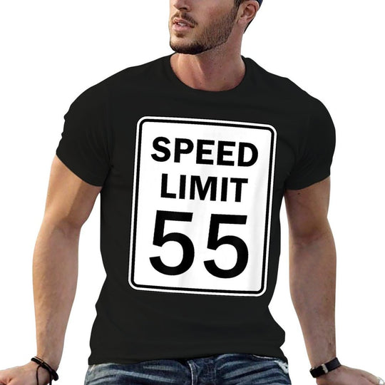 Speed Limit 55 MPH Road Sign Graphic  Wrinkle-resistant T-Shirt