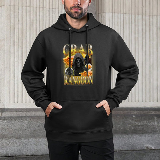 Crab Rangoon Meme Bootleg Rap Style Funny Hard Skeleton Meme Relaxed Fit Hoodie