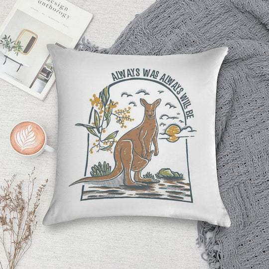 Vintage Style Kangaroo  Always Was Always Will Be Soft Short Plush Fabric Throw Pillow