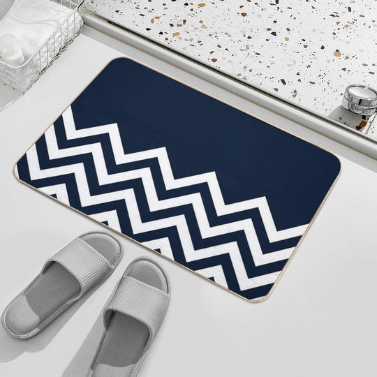 White And Navy Chevron Elegant Pattern  Multi-Purpose Bath Mat