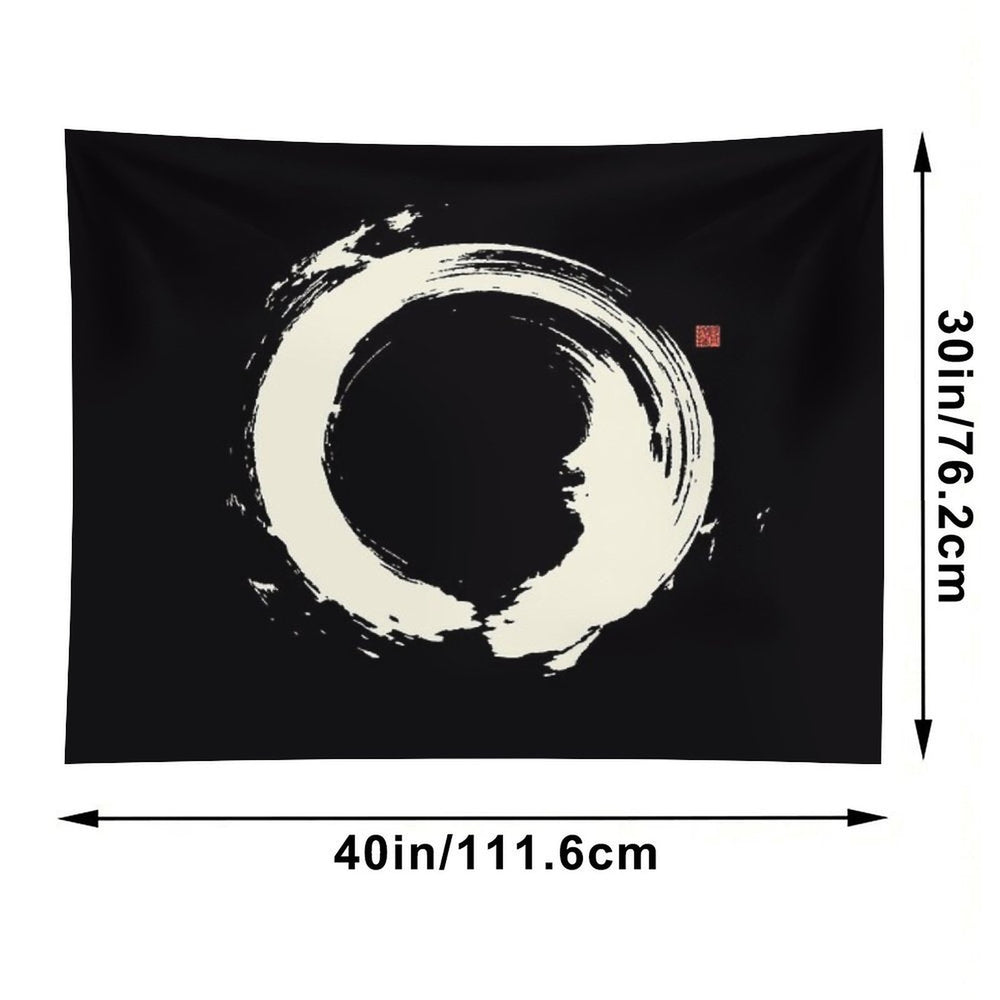 Black Ensō  Japanese Zen Circle Tapestry
