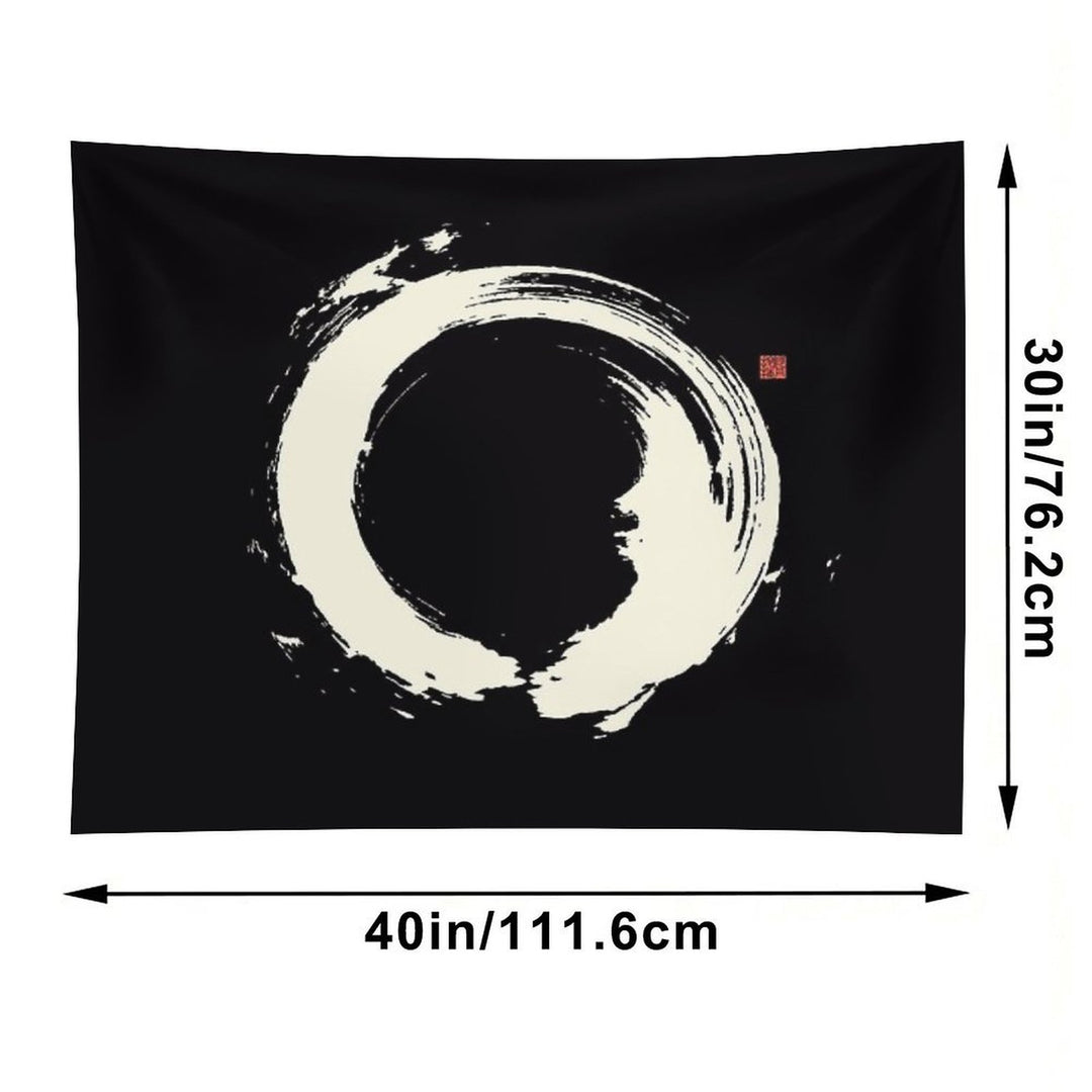 Black Ensō  Japanese Zen Circle Tapestry