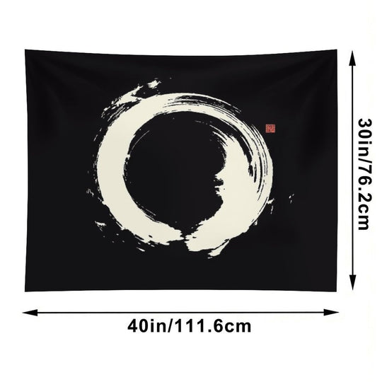 Black Ensō  Japanese Zen Circle Tapestry