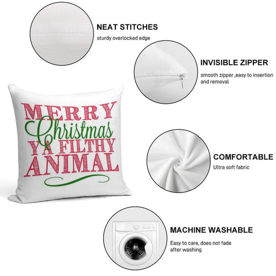 Merry Christmas Ya Filthy Animal From Home Alone Soft Fade-Resistant Throw Pillow