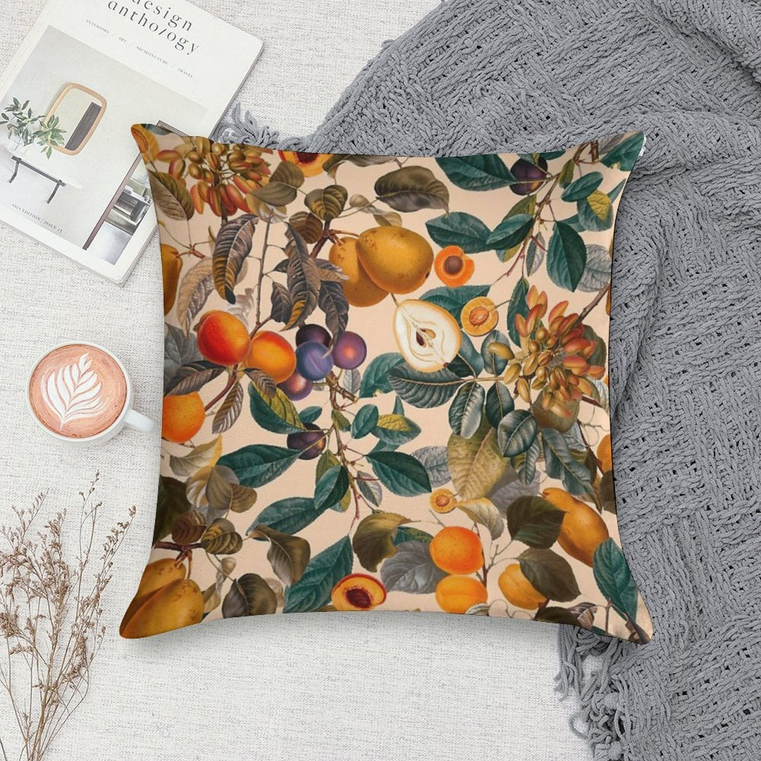 Vintage Fruit Pattern IX Soft Luxury Feel Throw Pillow