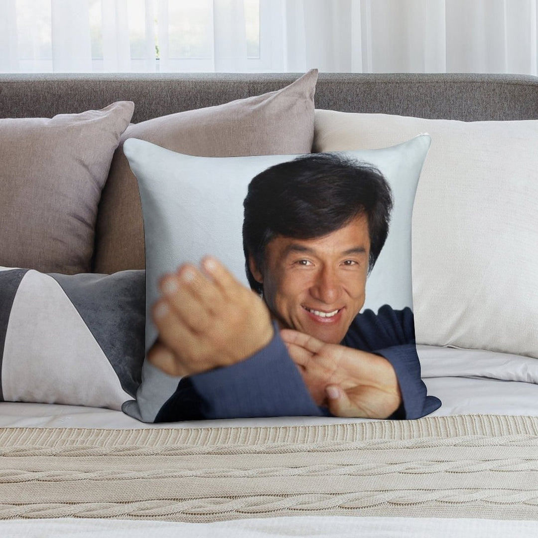 Jackie Chan Is A Happy Guy Soft Hidden Zipper Throw Pillow