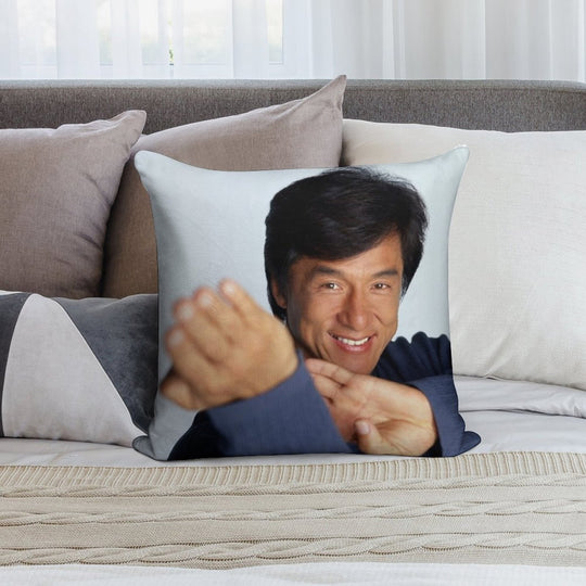 Jackie Chan Is A Happy Guy Soft Hidden Zipper Throw Pillow