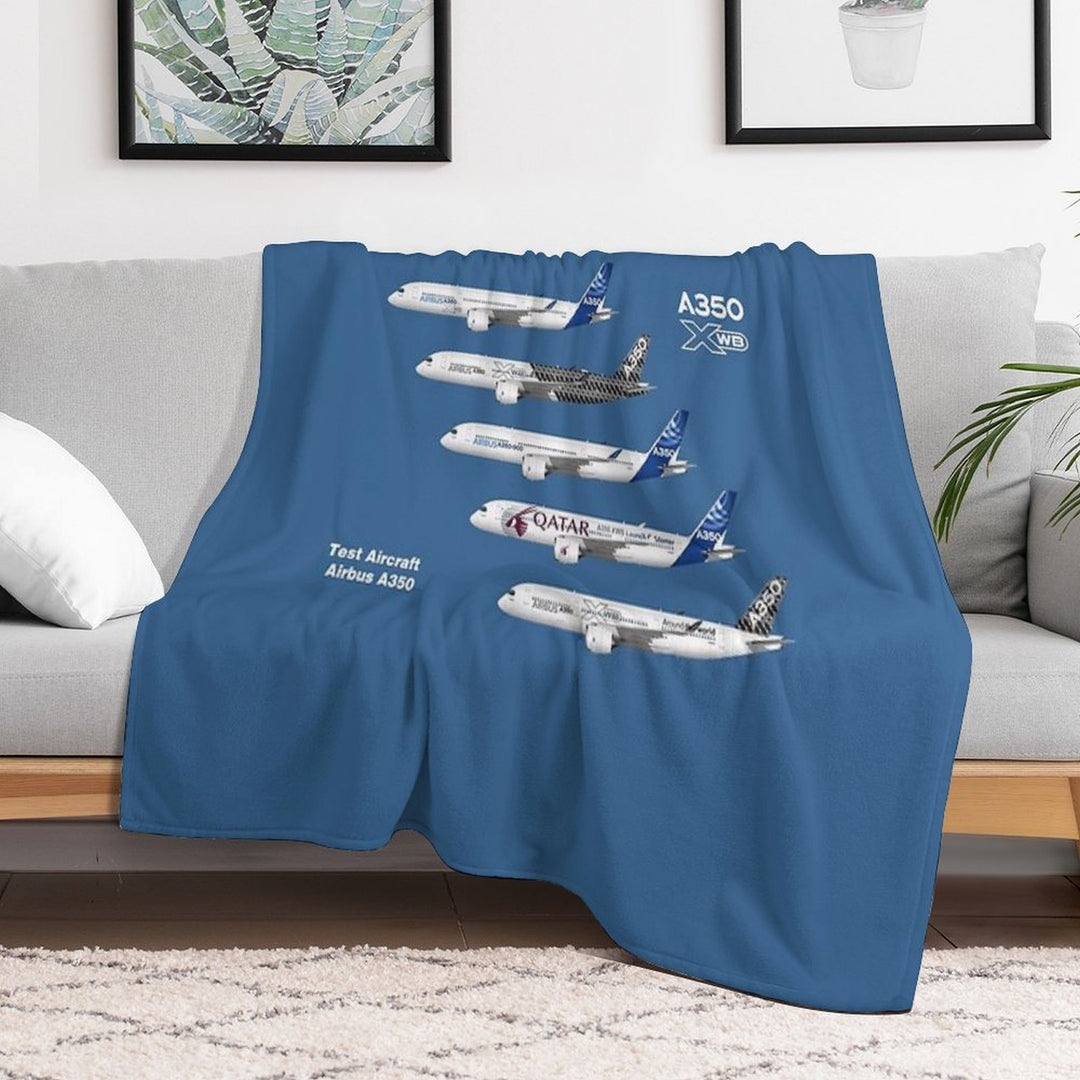 Airbus A350 Test Aircraft Fleet Illustration Travel-friendly Throw Blanket