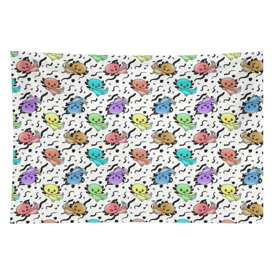 Axolotl Party in Rainbow Colors on Black And White Tapestry