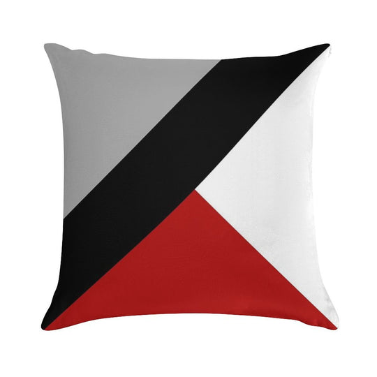 Black Diagonal Stripe with Triangles Soft Warmth Comfort Throw Pillow