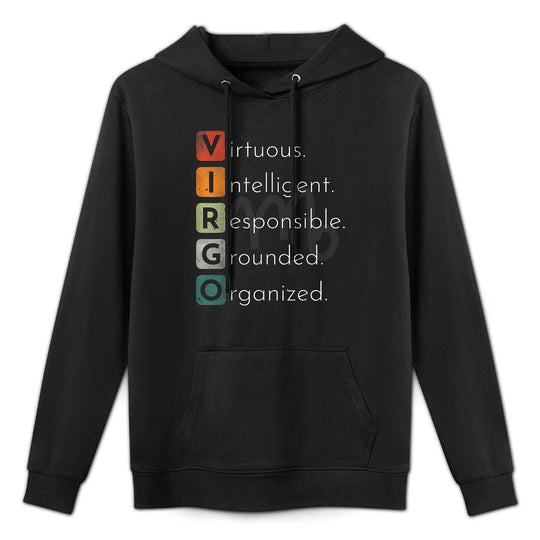 Vintage Virgo Zodiac Sign Men Women Kid Virgo Birthday Retro Layering Staple Hoodie