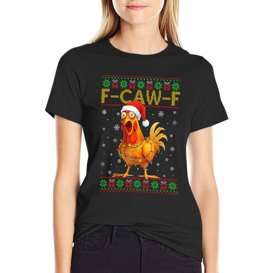 F-Caw-F Funny Chicken Humor Rooster Christmas Ugly Sweater Premium Tri-Blend Comfortable T-Shirt
