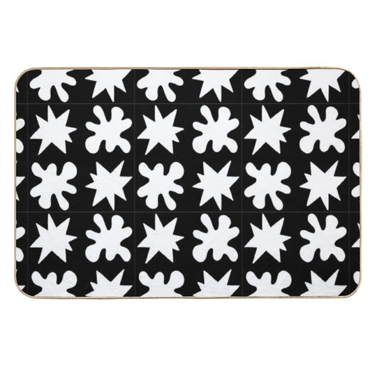 KikiBouba - White on Black  Easy Maintenance Bath Mat