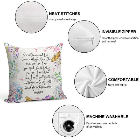 Isaiah 4110 (Flowers And Butterflies) Soft Reinforced Edging Throw Pillow