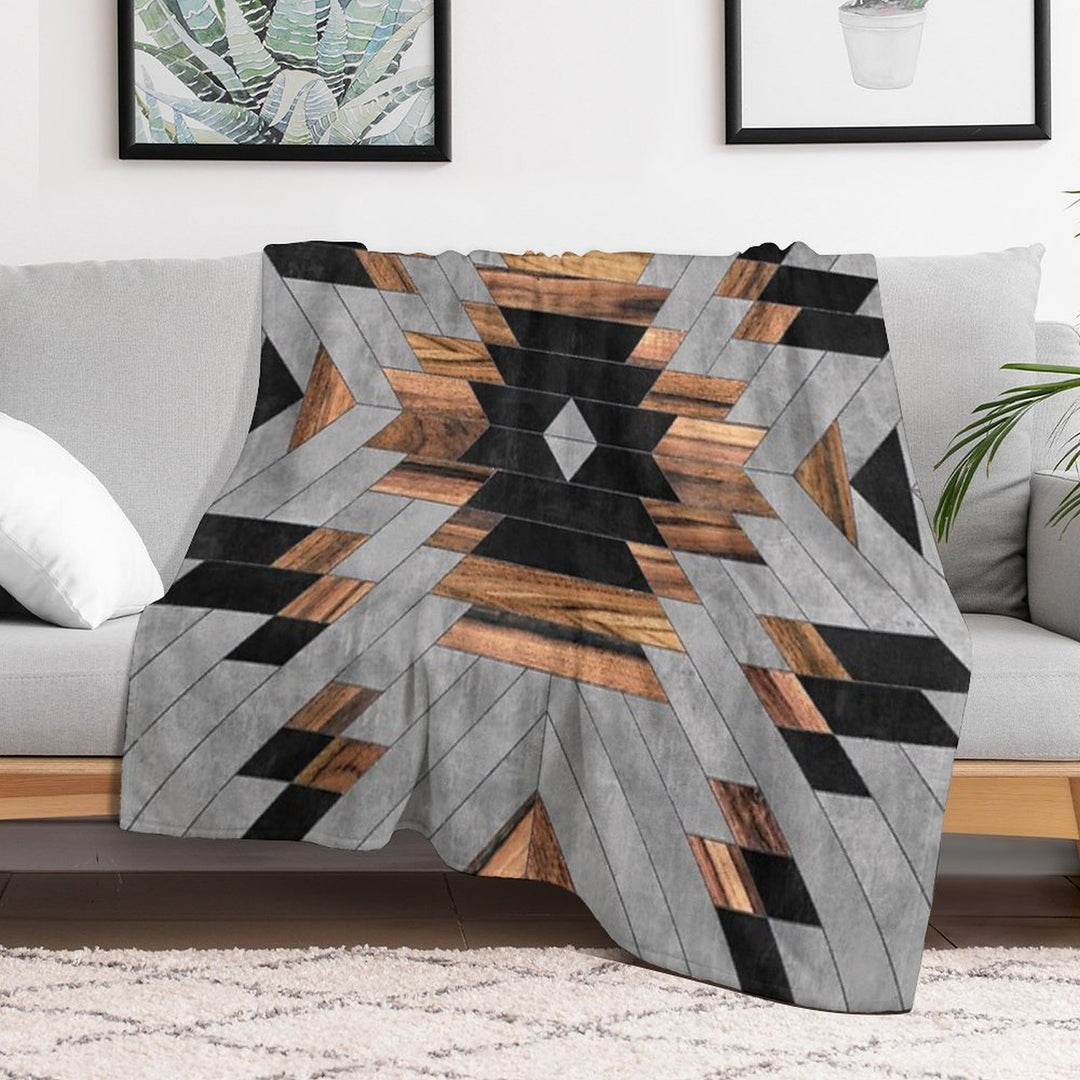 Urban Tribal Pattern No.6 - Aztec - Concrete And Wood Versatility Throw Blanket