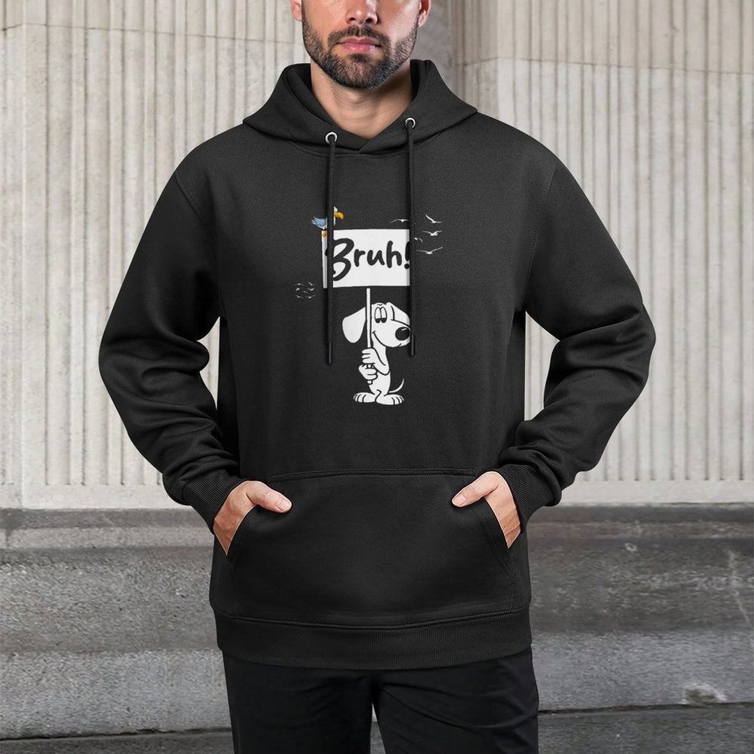 Womens Funny Bruh Dog Meme Kangaroo Pocket Hoodie