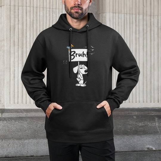 Womens Funny Bruh Dog Meme Kangaroo Pocket Hoodie