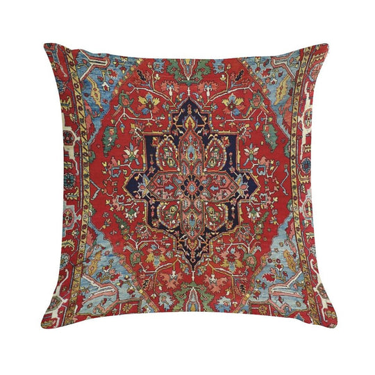 Heriz Persian Carpet Print Soft Hidden Zipper Throw Pillow