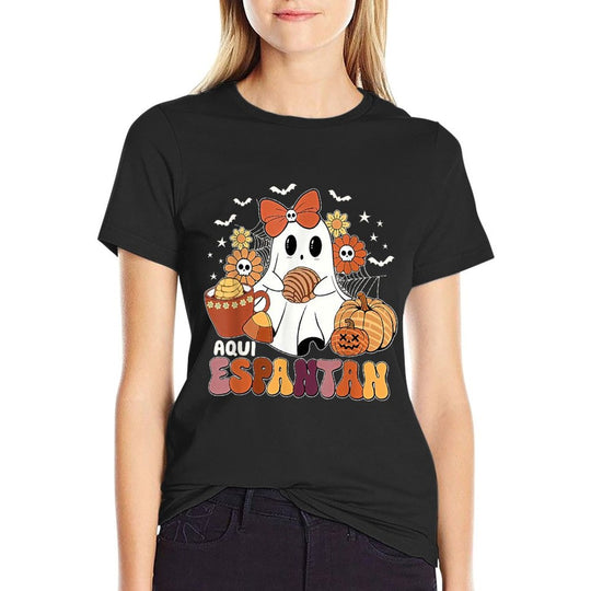 Aqui Espantan Dia De Muertos Spanish Mexican Halloween Funny  Slim-fit Cut T-Shirt