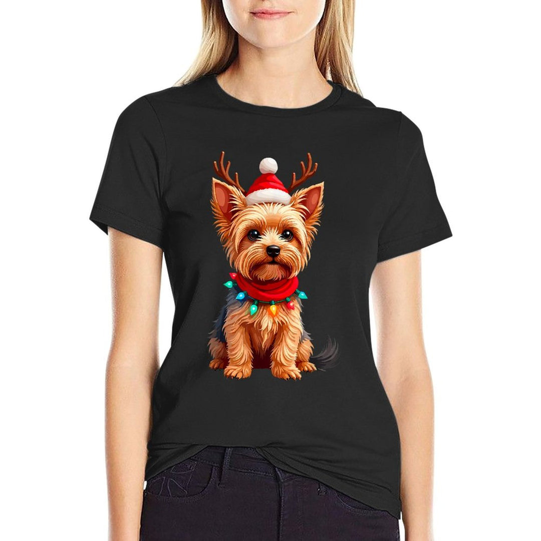 Yorkshire Terrier Santa Reindeer Christmas Yorkie Dog Lover for Men Women Kids  Rolled Sleeves T-Shirt