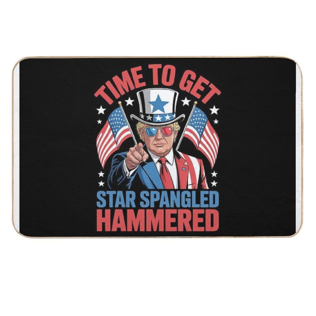 Trump 4th Of July Star Spangled Hammered Drinking Tee  Non-Slip Bath Mat