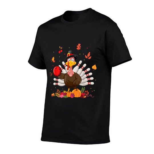 Happy Thanksgiving Turkey Bowling Lover Fall Turkey Autumn  Polyester Blend T-Shirt