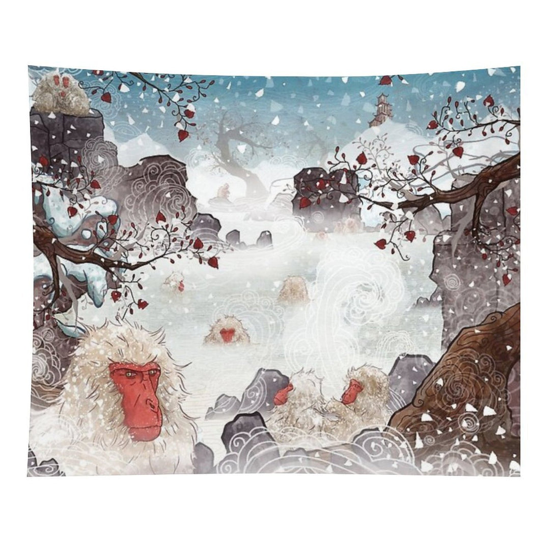 Soaking Japanese Snow Monkeys Tapestry