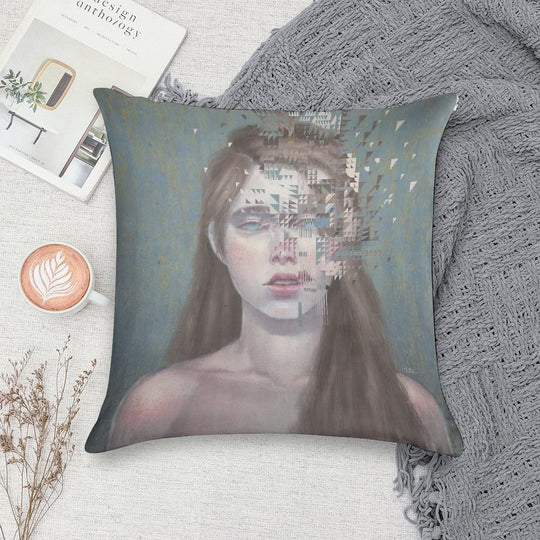 Glitch Soft Short Plush Fabric Throw Pillow