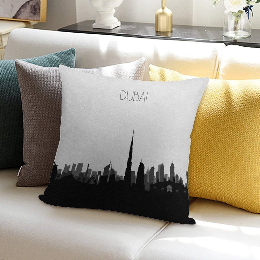 Travel Posters  Destination Dubai Soft Fade-Resistant Throw Pillow