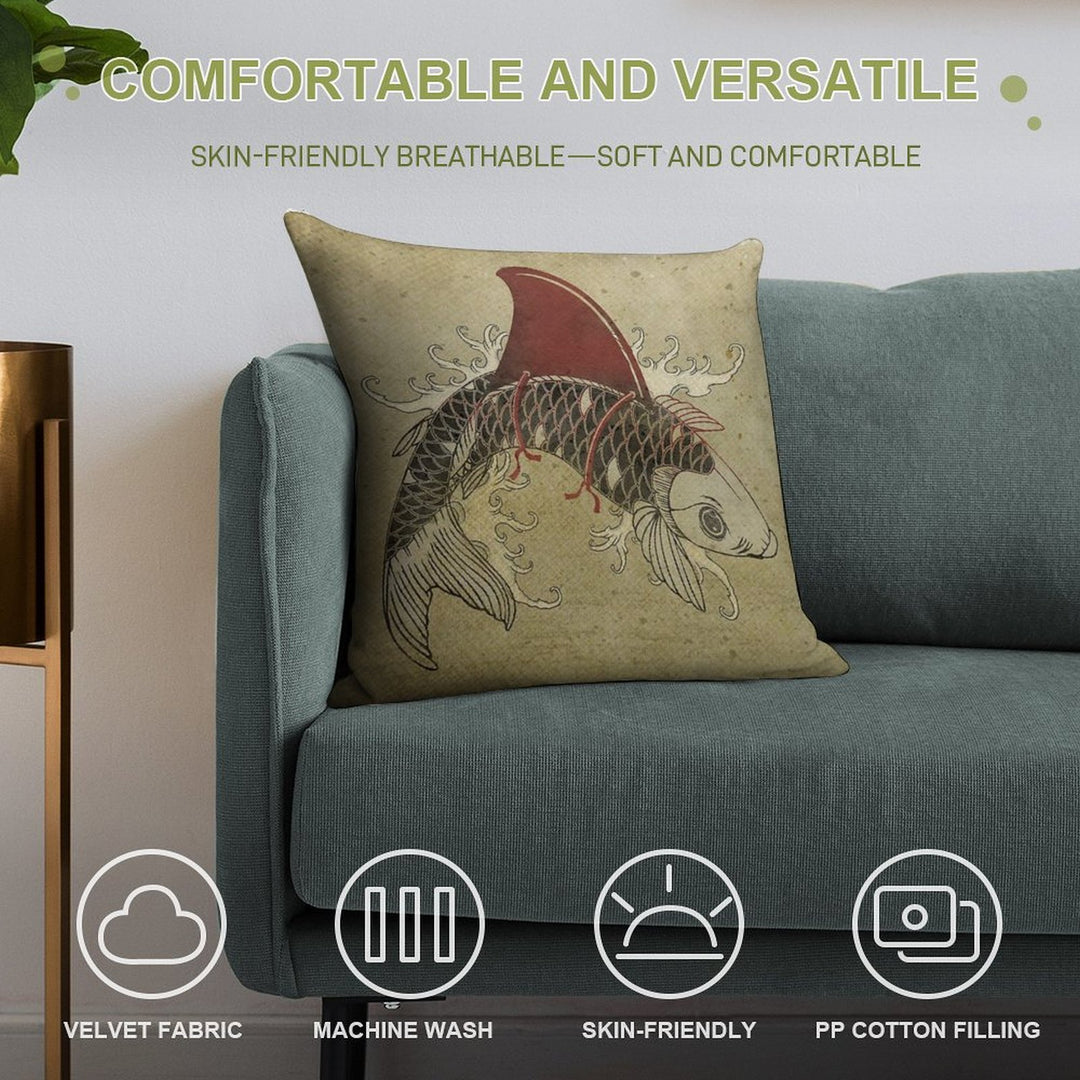 Koi Shark Fin 03 Soft Multiple Sizes Throw Pillow