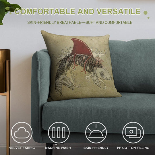 Koi Shark Fin 03 Soft Multiple Sizes Throw Pillow