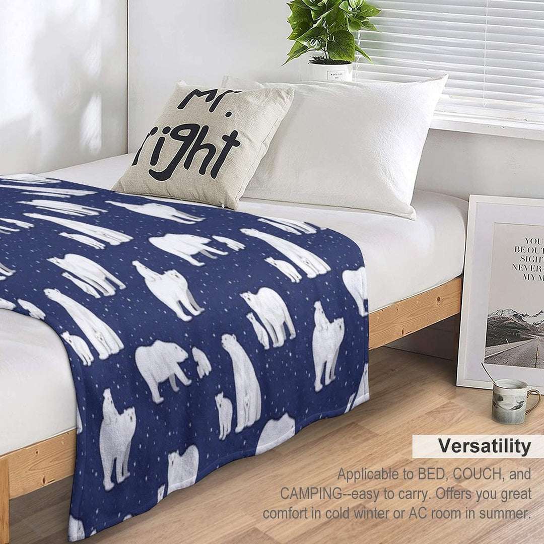 Winter Polar Bears And Stars on Navy All-season Throw Blanket