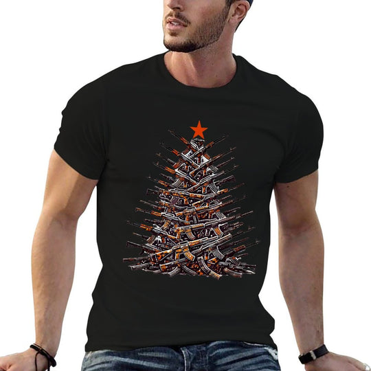 Guns Christmas Tree Funny Xmas 2025 Gifts For Gun Lover  Graphic-printed T-Shirt