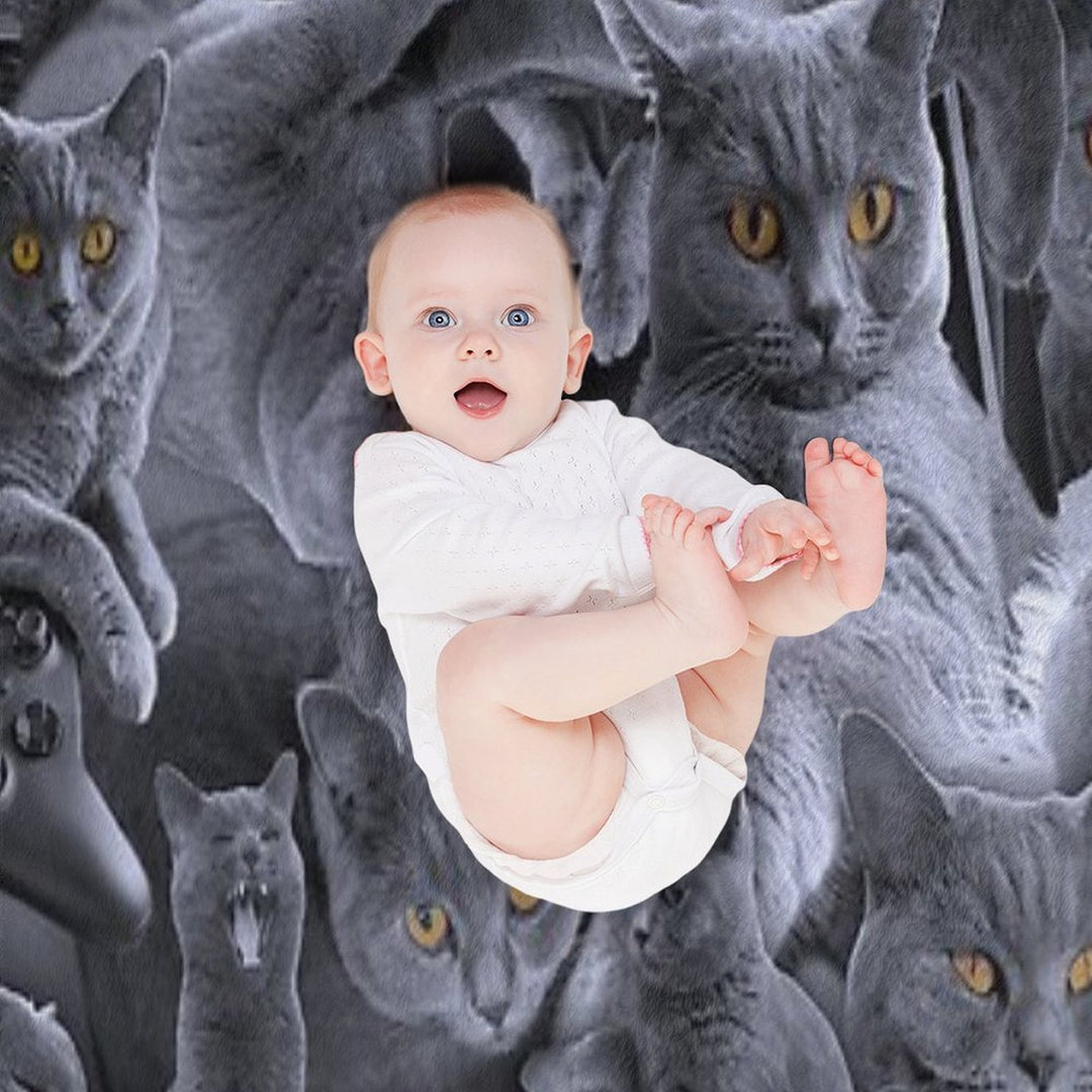 British Shorthair Cat Collage Anti-pilling Throw Blanket