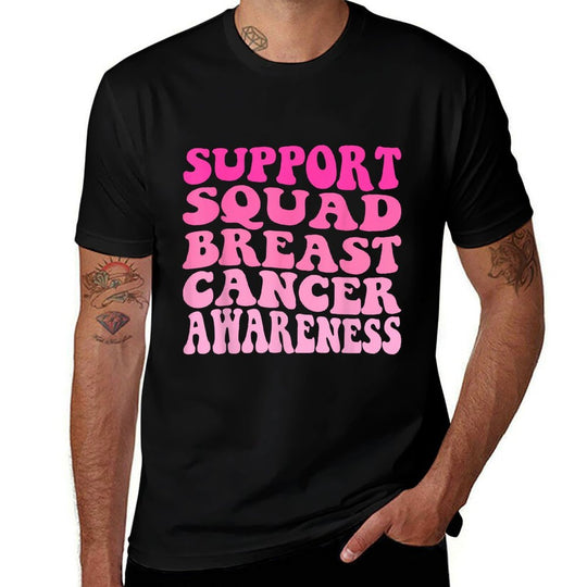 Groovy Support Squad Breast Cancer Pink Warriors Awareness  Breathable T-Shirt