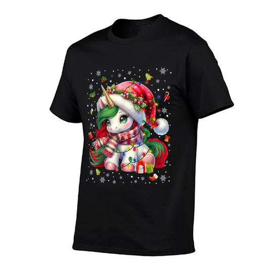 Cute Unicorrn Santa Hat Pajamas Christmas Xmas Pjs Girl  Trendy Pattern T-Shirt