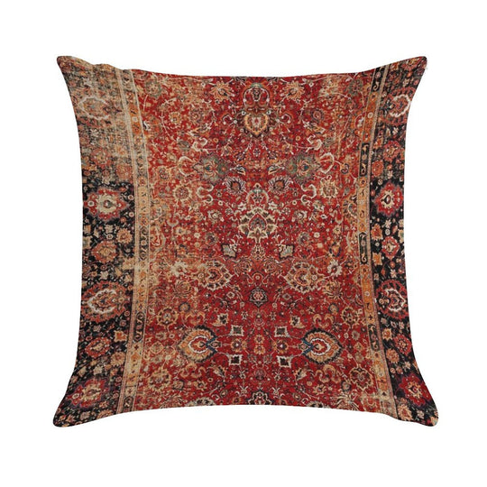17th Century Afghanistan Rug Print Soft High-Density Material Throw Pillow