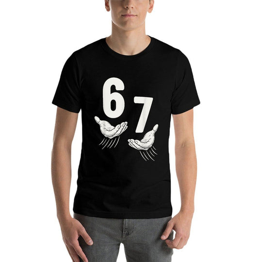 Six Seven 67 6 7 Kids 67 Boys Youth 6-7 Meme Hands Funny  Oversized Silhouette T-Shirt