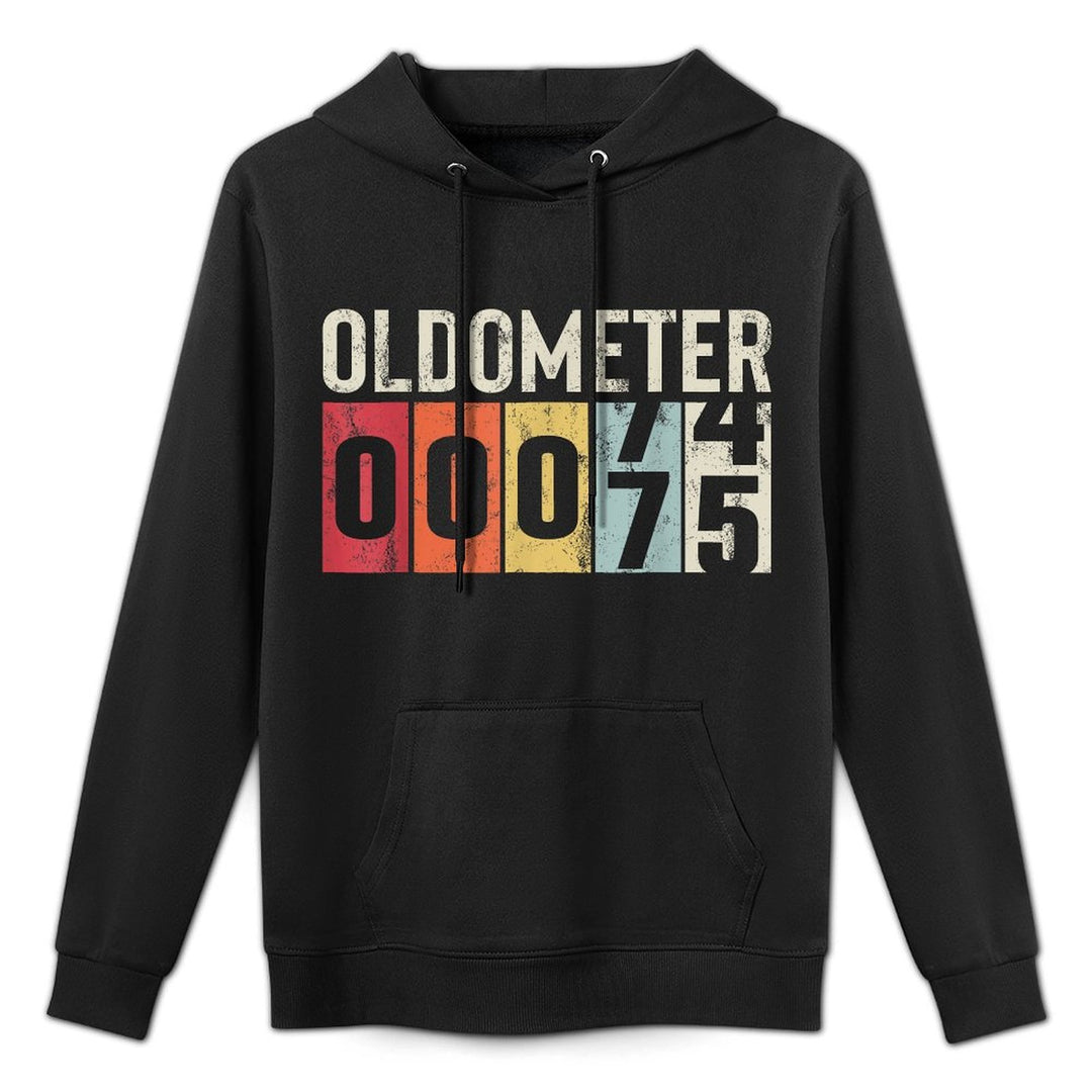 Funny 75 Years Old Oldometer Vintage 75th Birthday Odometer Relaxed Fit Hoodie