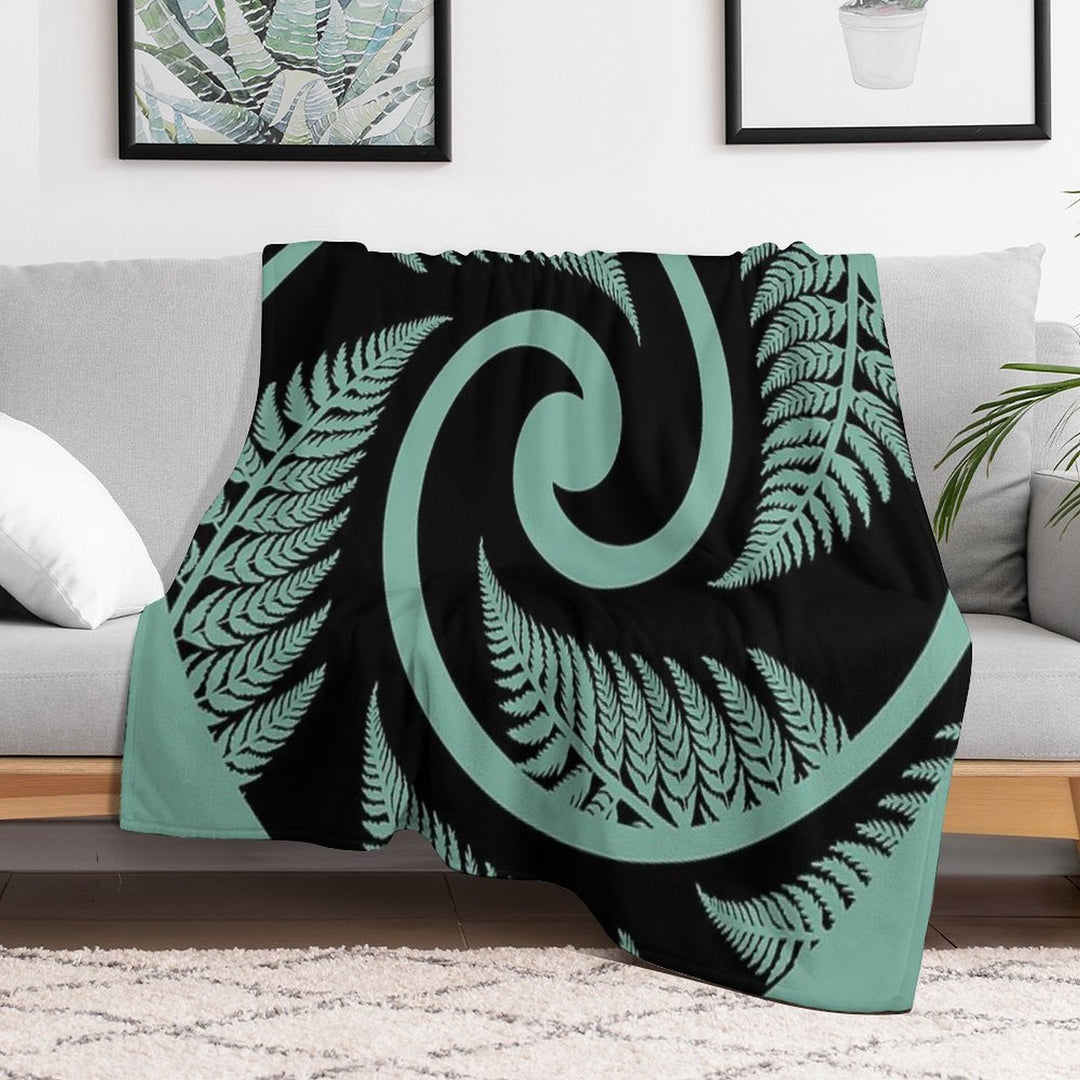New Zealand Silver Fern in A KORU Gift-ready Throw Blanket