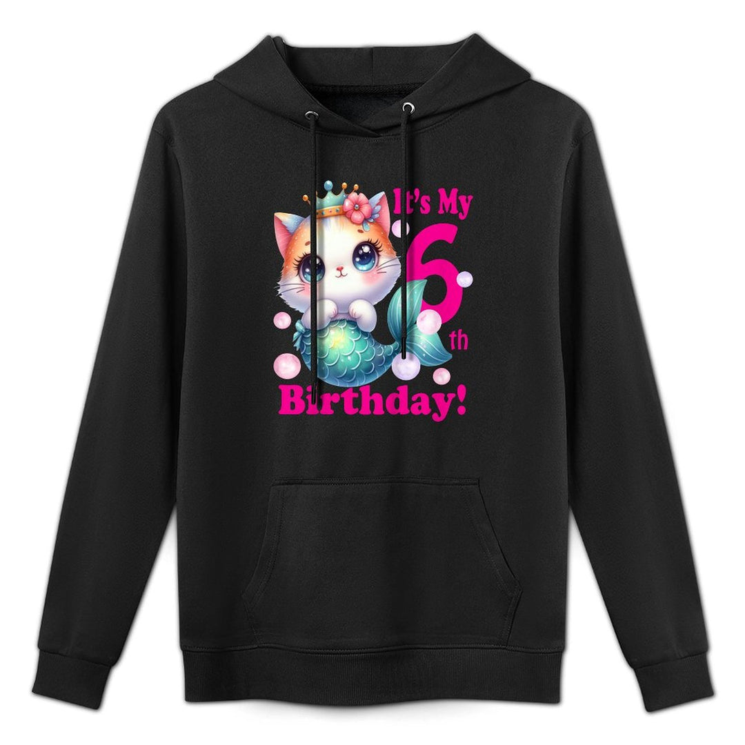 Its My 6th Mercat Birthday Theme for (6) Six Year Old for Kids Layering Staple Hoodie
