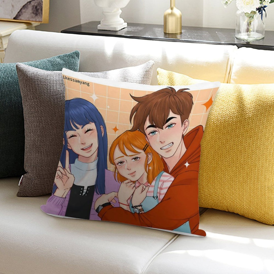 The Trio Friend Soft Bedroom Essential Throw Pillow