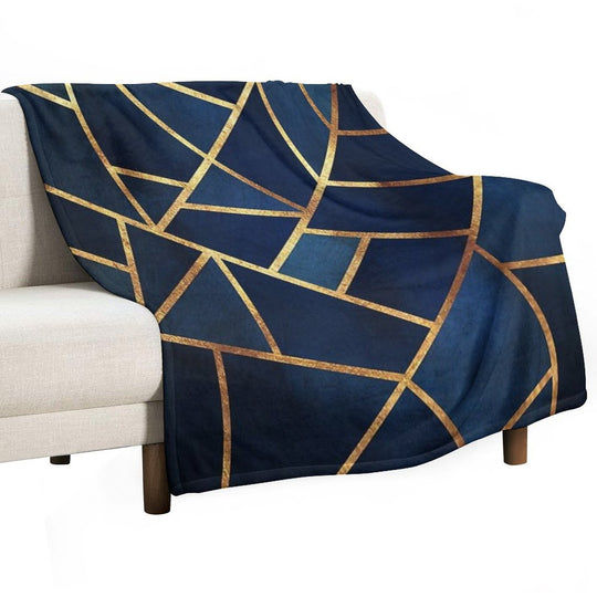 Navy Gold Stone Geometric Gift-ready Throw Blanket