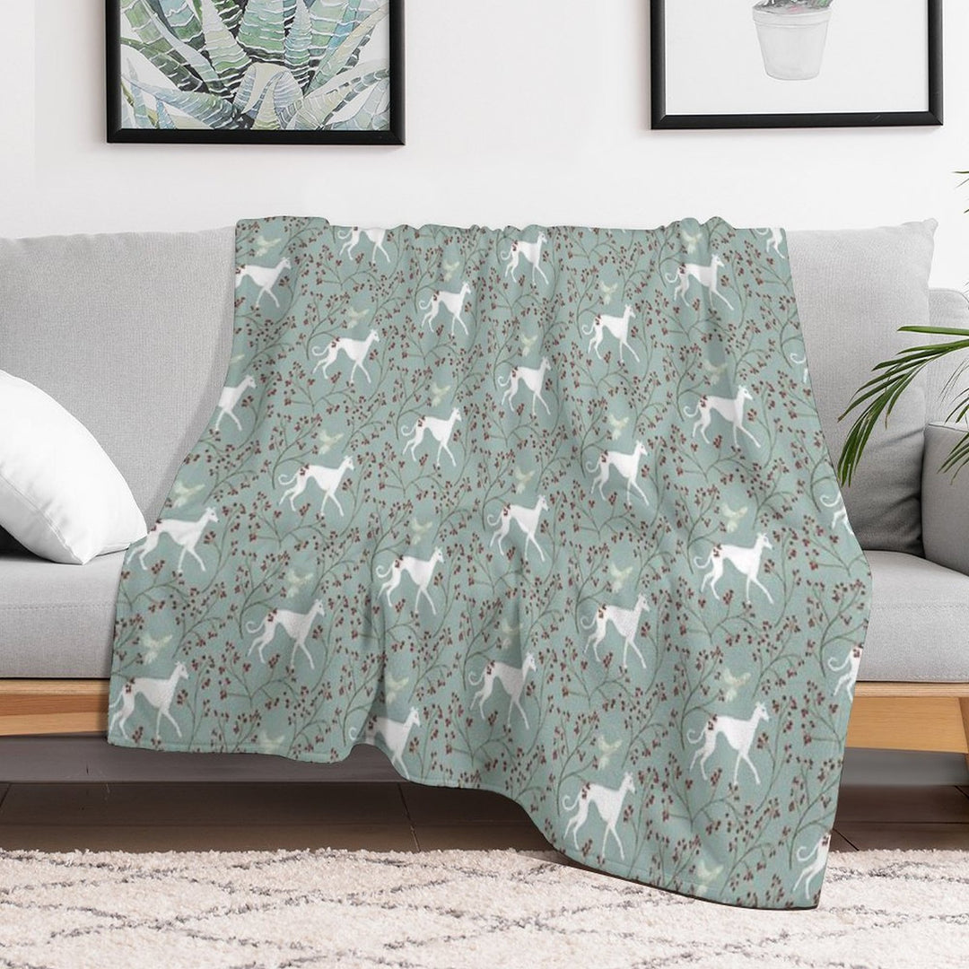 A Greyhound And His Bird Friend Sustainable Throw Blanket