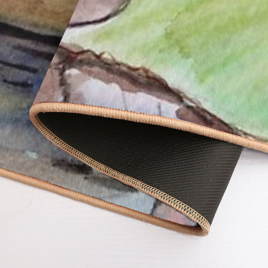 Lotus Oval Watercolor Painting  Versatile Bath Mat